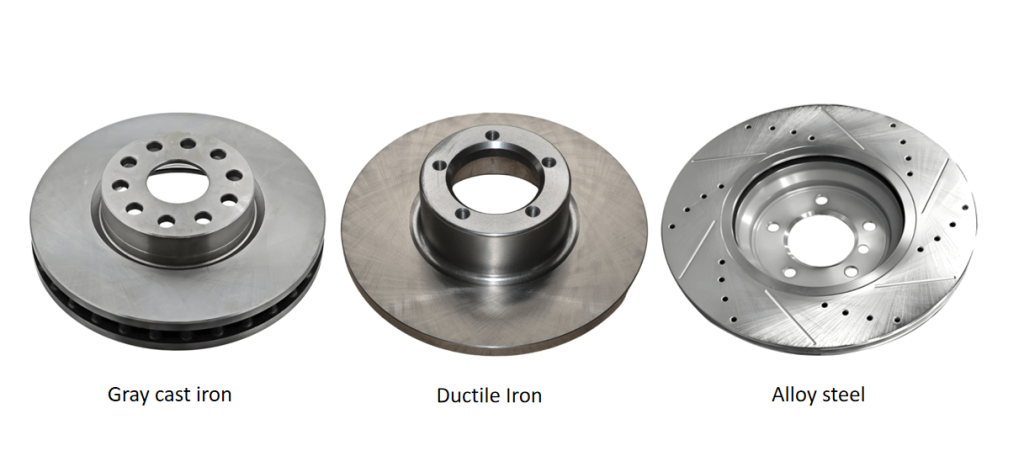 Different materials of brake discs